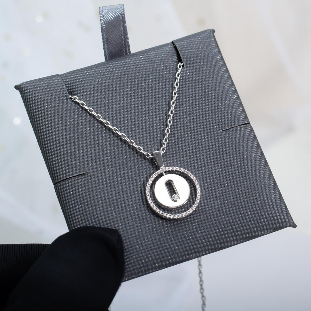 [moco jewelrys]LUCKY MOVE PM NECKLACE SILVER DIAMOND