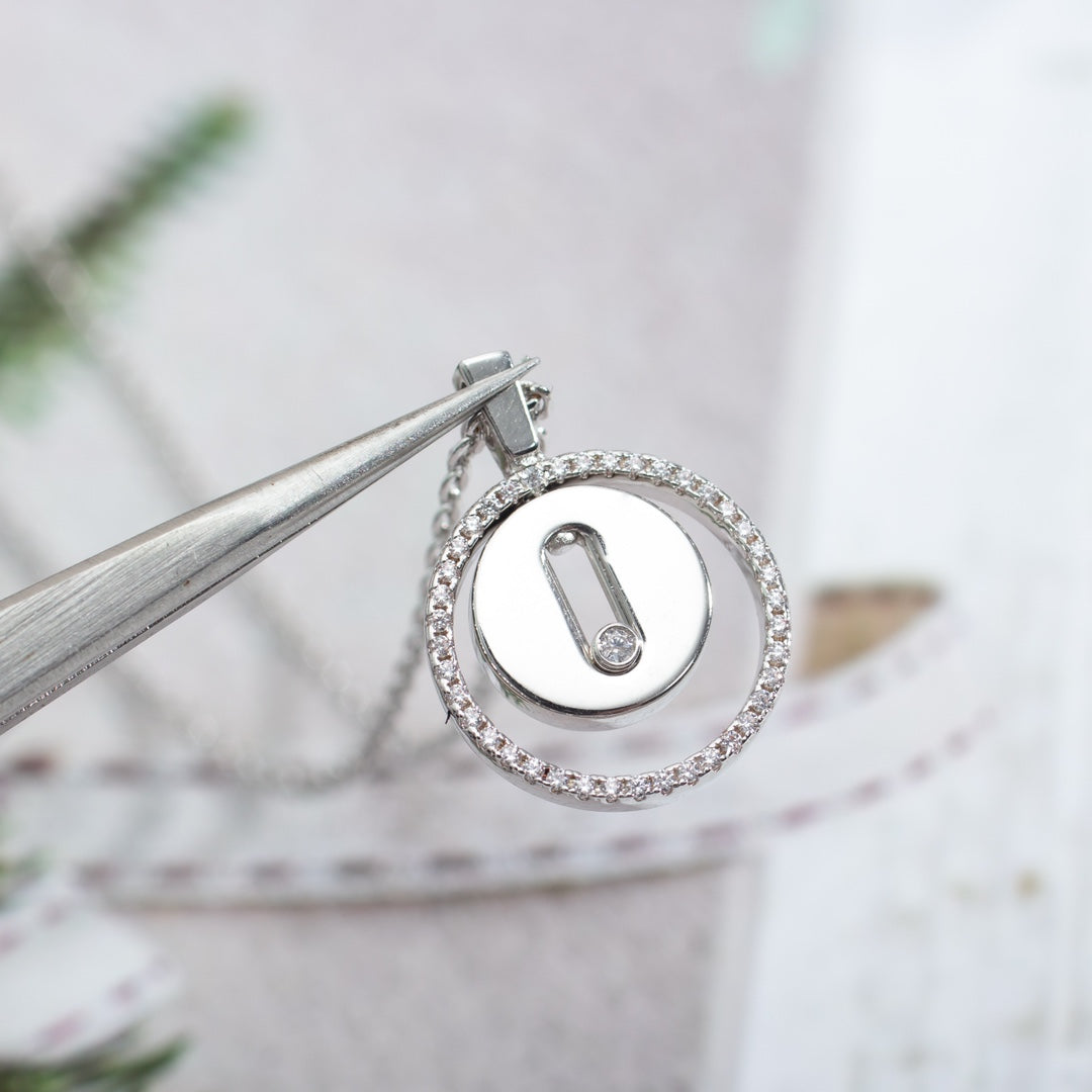 [moco jewelrys]LUCKY MOVE PM NECKLACE SILVER DIAMOND