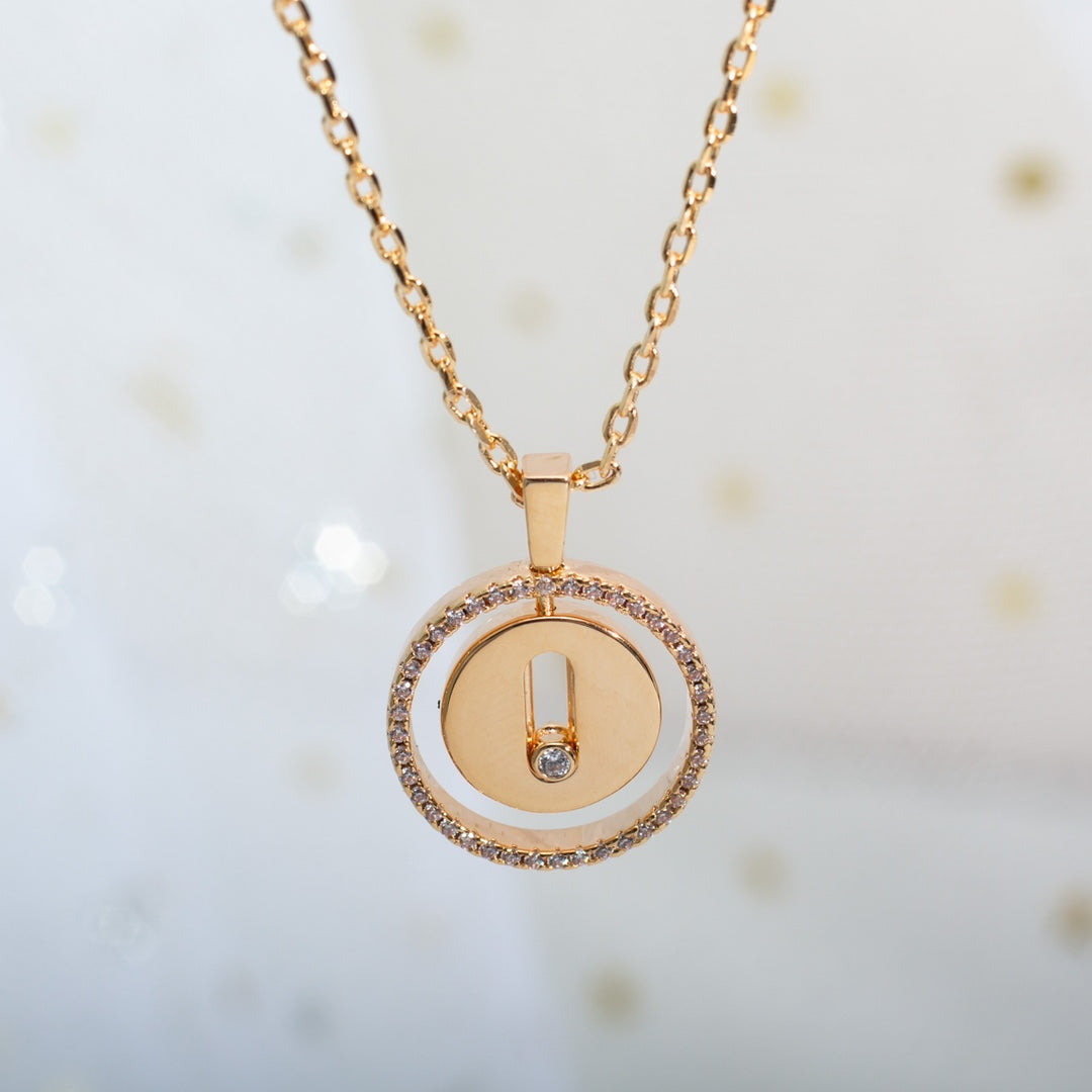 [moco jewelrys]LUCKY MOVE PM NECKLACE PINK GOLD DIAMOND