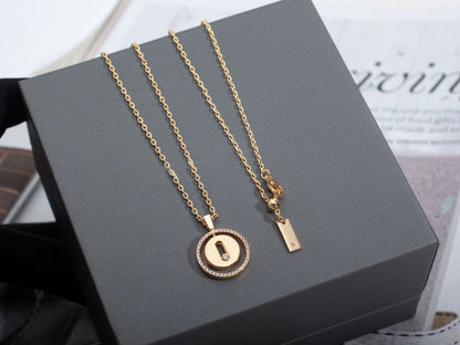 [moco jewelrys]LUCKY MOVE PM NECKLACE PINK GOLD DIAMOND