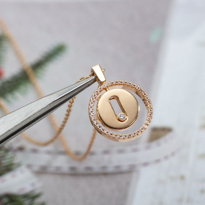 [moco jewelrys]LUCKY MOVE PM NECKLACE PINK GOLD DIAMOND