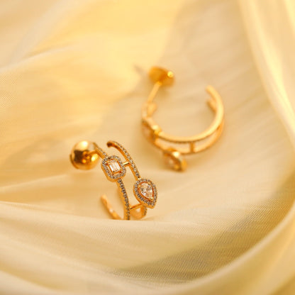 [moco jewelrys]CREOLES MY TWIN 2 RANGS SILVER DIAMOND EARRINGS