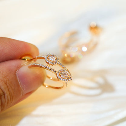 [moco jewelrys]CREOLES MY TWIN 2 RANGS SILVER DIAMOND EARRINGS