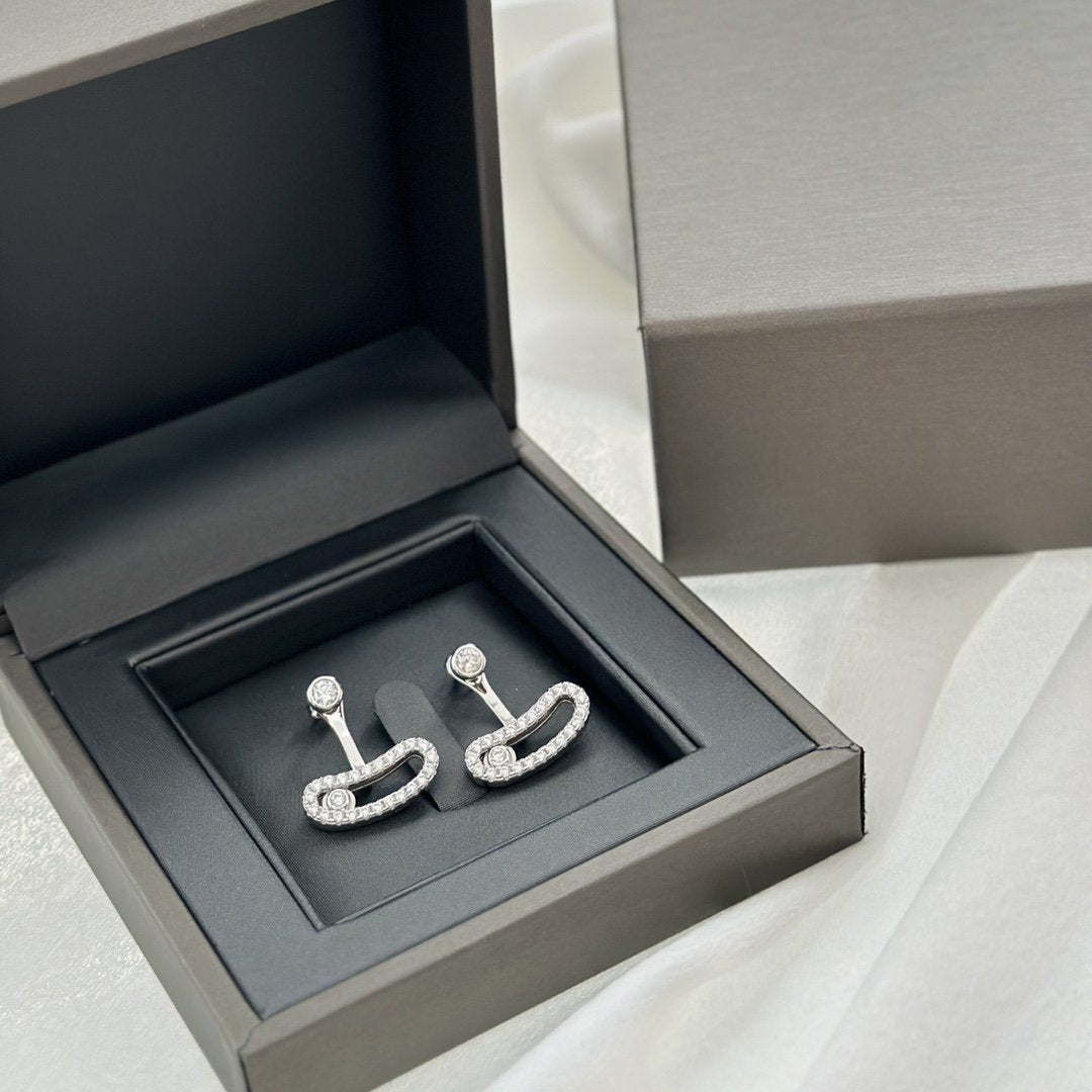 [moco jewelrys]MOVE UNO SILVER DIAMOND EARRINGS