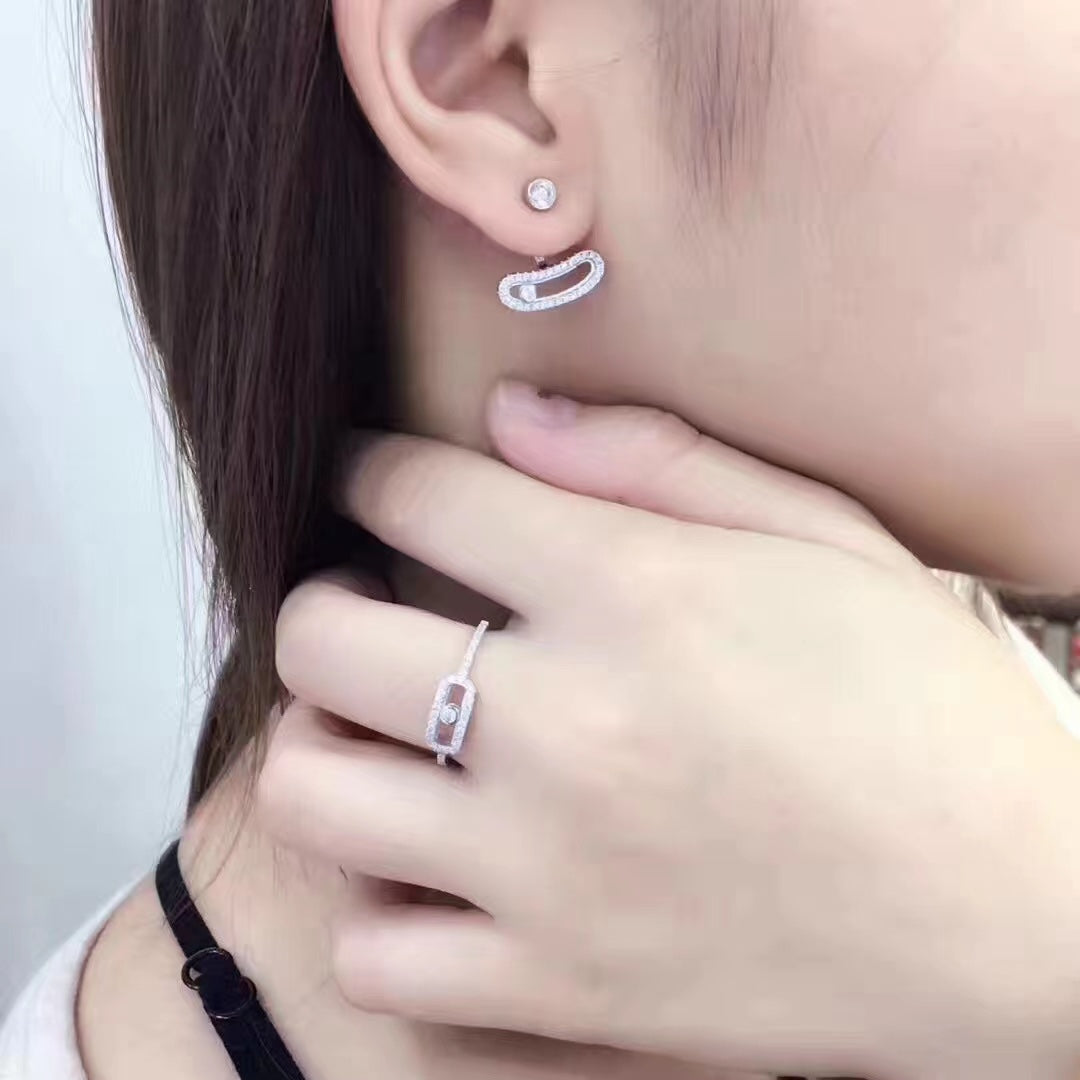 [moco jewelrys]MOVE UNO SILVER DIAMOND EARRINGS