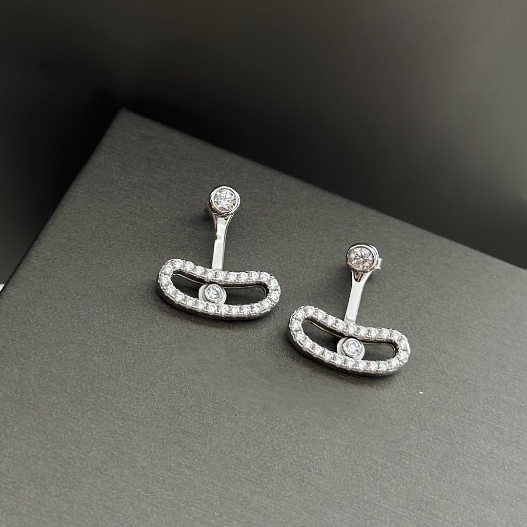 [moco jewelrys]MOVE UNO SILVER DIAMOND EARRINGS