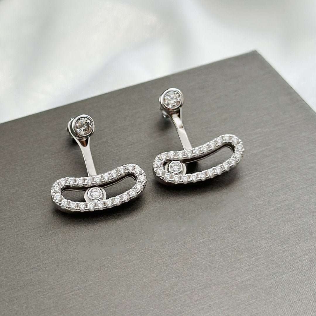 [moco jewelrys]MOVE UNO SILVER DIAMOND EARRINGS