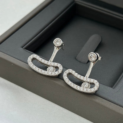 [moco jewelrys]MOVE UNO SILVER DIAMOND EARRINGS