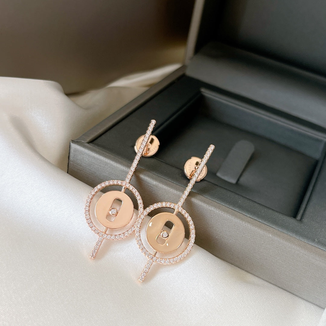 [moco jewelrys]LUCKY MOVE ARROW PINK GOLD DIAMOND EARRINGS