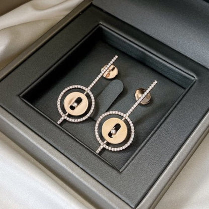 [moco jewelrys]LUCKY MOVE ARROW PINK GOLD DIAMOND EARRINGS
