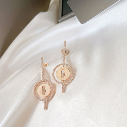 [moco jewelrys]LUCKY MOVE ARROW PINK GOLD DIAMOND EARRINGS