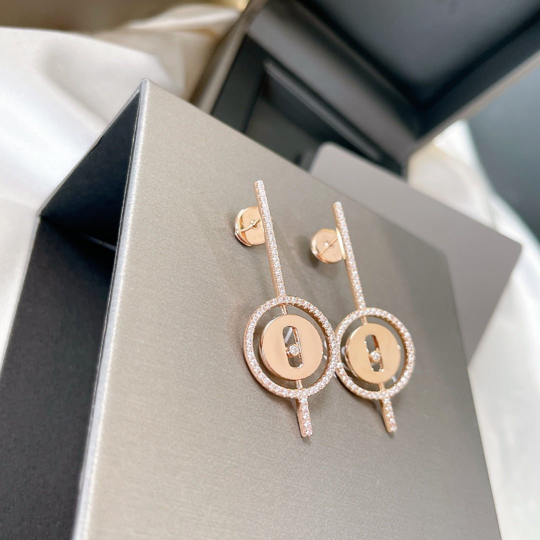 [moco jewelrys]LUCKY MOVE ARROW PINK GOLD DIAMOND EARRINGS