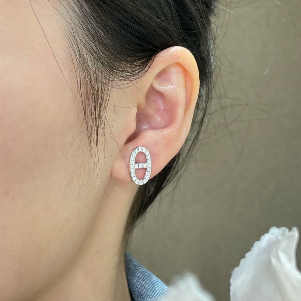 ??Loco?¡¥HM FULL DIAMOND PIG NOSE STUD EARRINGS