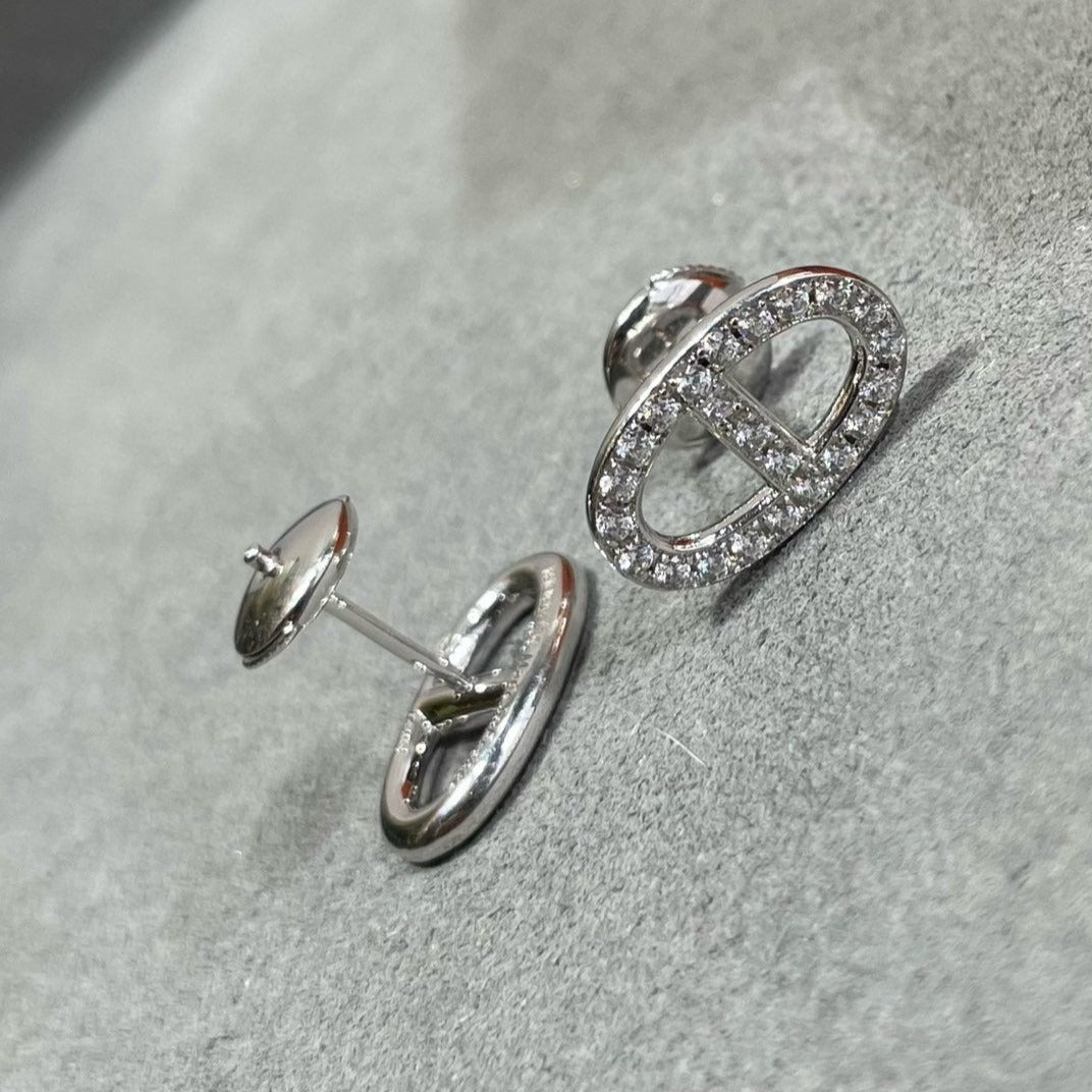 [moco jewelrys]HM FULL DIAMOND PIG NOSE STUD EARRINGS
