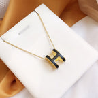 ??Loco?¡¥HM CLIC BLACK ENAMEL GOLD NECKLACE