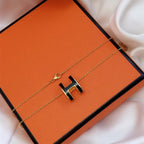 ??Loco?¡¥HM CLIC BLACK ENAMEL GOLD NECKLACE