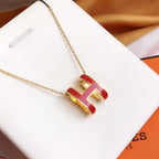 ??Loco?¡¥HM CLIC RED ENAMEL GOLD NECKLACE