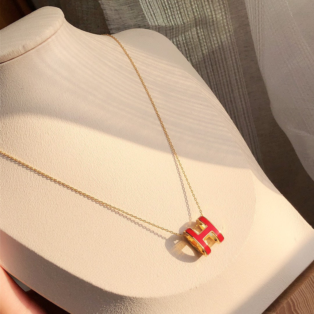 ??Loco?¡¥HM CLIC RED ENAMEL GOLD NECKLACE