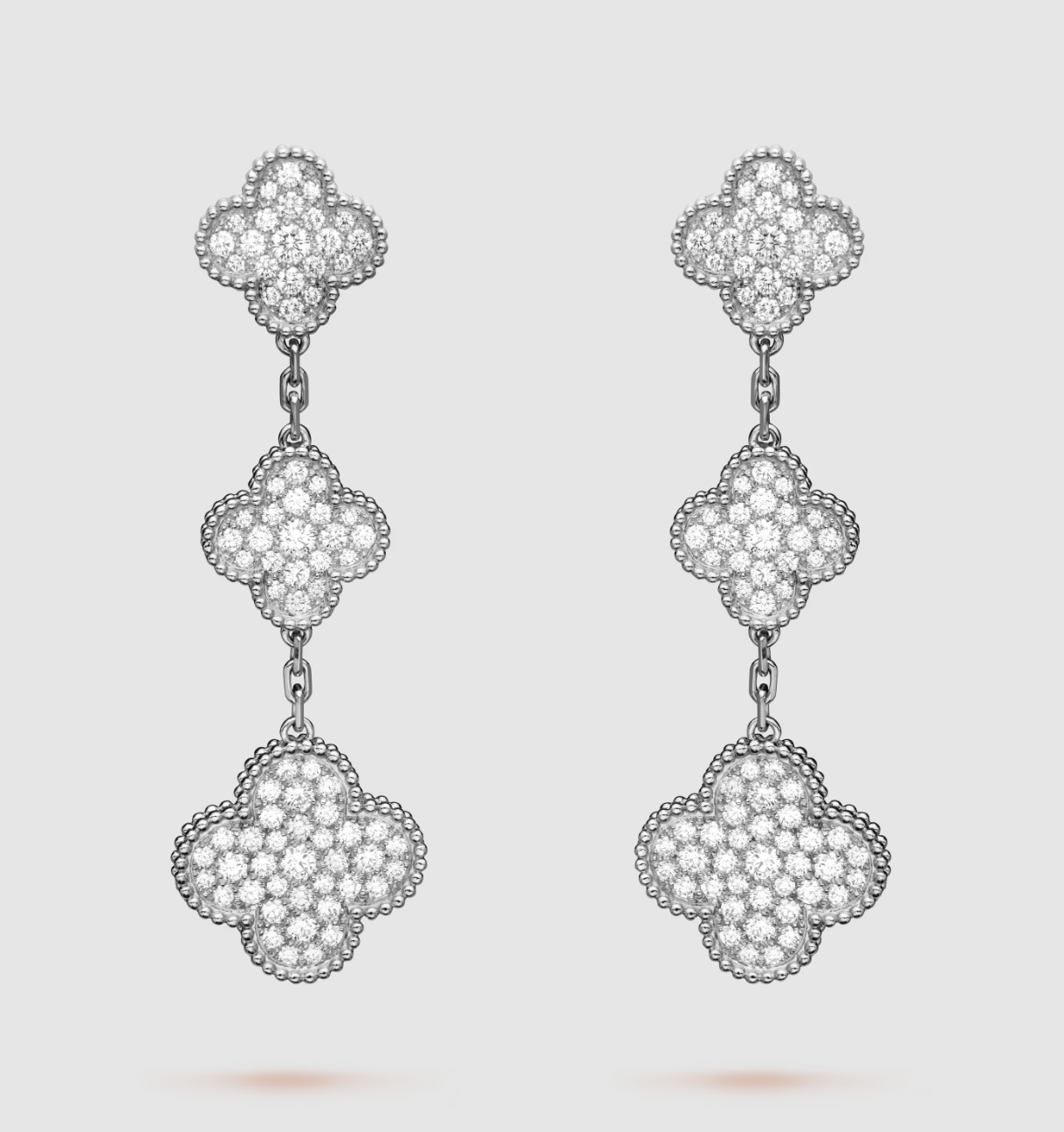 [moco jewellerys]クローバー 3モチーフ ダイヤモンド シルバー ドロップピアス