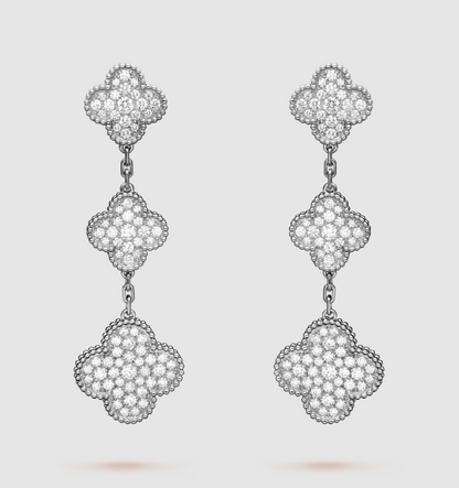 [moco jewellerys]クローバー 3モチーフ ダイヤモンド シルバー ドロップピアス