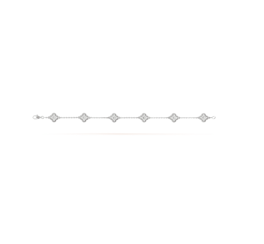 ??Loco?¡¥CLOVER 6 MOTIF SILVER DIAMOND BRACELET