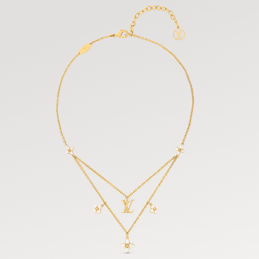 [moco jewellerys]フラワーグラム ゴールド モップ ダブルロウ ネックレス