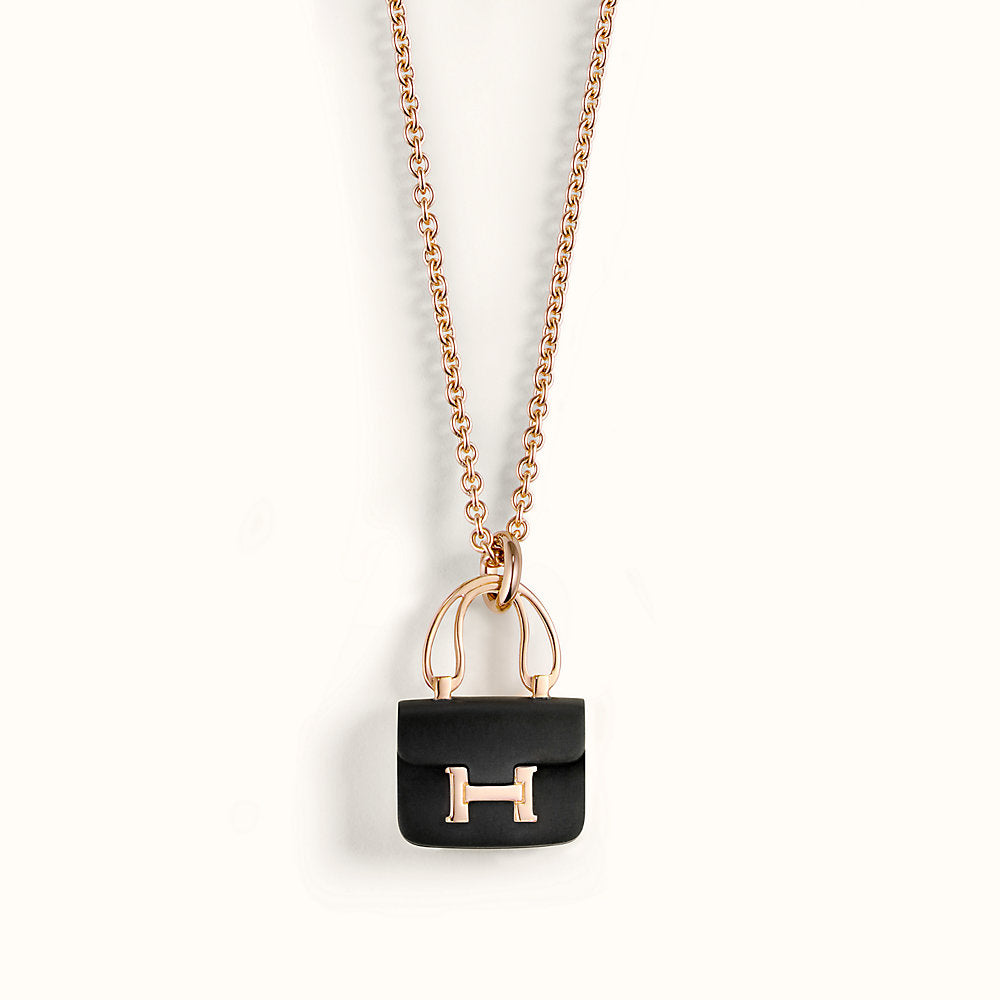 [moco jewelrys]CONSTANCE BLACK PEDANT PINK GOLD NECKLACE
