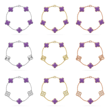 [Moco jewelrys]CLOVER 5 MOTIF LIGHT PURPLE BRACELET COLLECTION