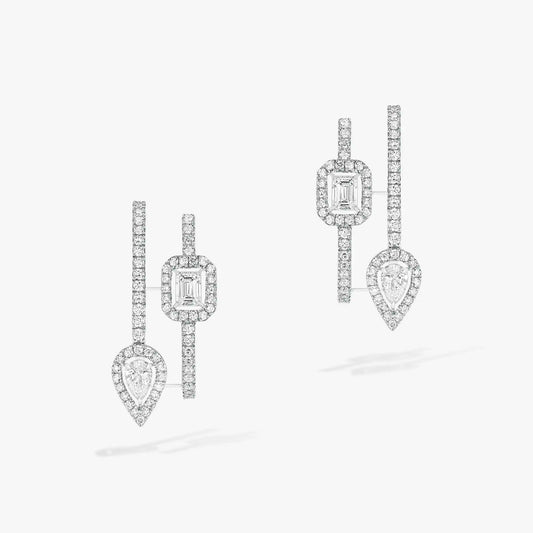 [moco jewelrys]CREOLES MY TWIN 2 RANGS SILVER DIAMOND EARRINGS
