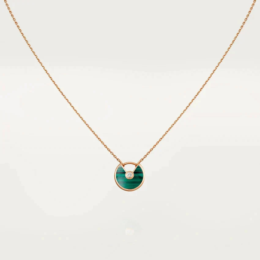 ??Loco?¡¥AMULETTE ROSE GOLD MALACHITE NECKLACE
