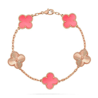 [Moco jewelrys] CLOVER 5 MOTIFS  PINK MOP BRACELET COLLECTION