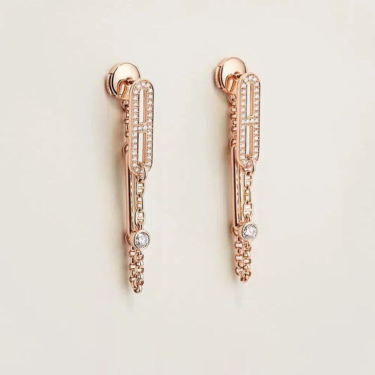 [moco jewellerys]チェーンカオスダイヤモンドドロップイヤリング