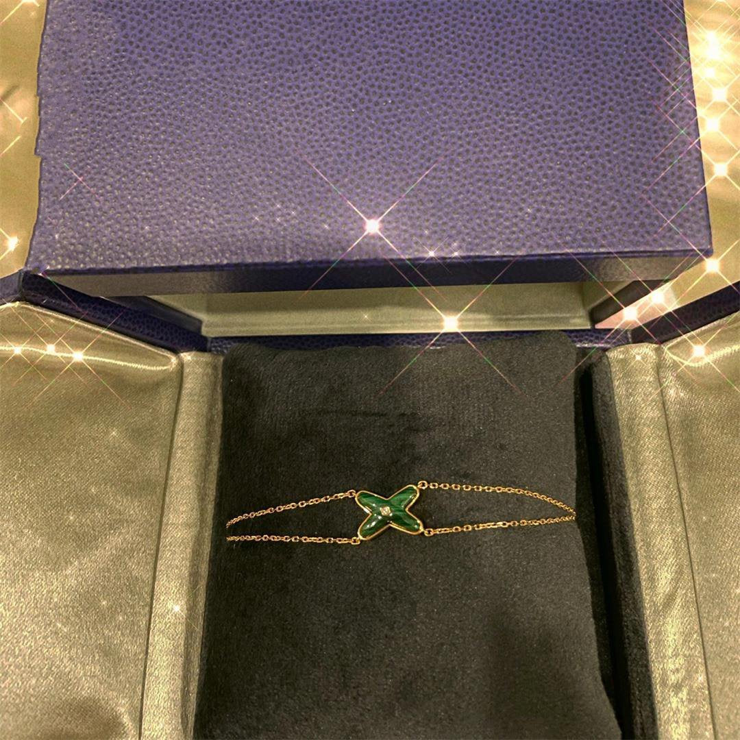 [moco jewelrys]JEUX BRACELET MALACHITE PINK GOLD 1 DIAMOND