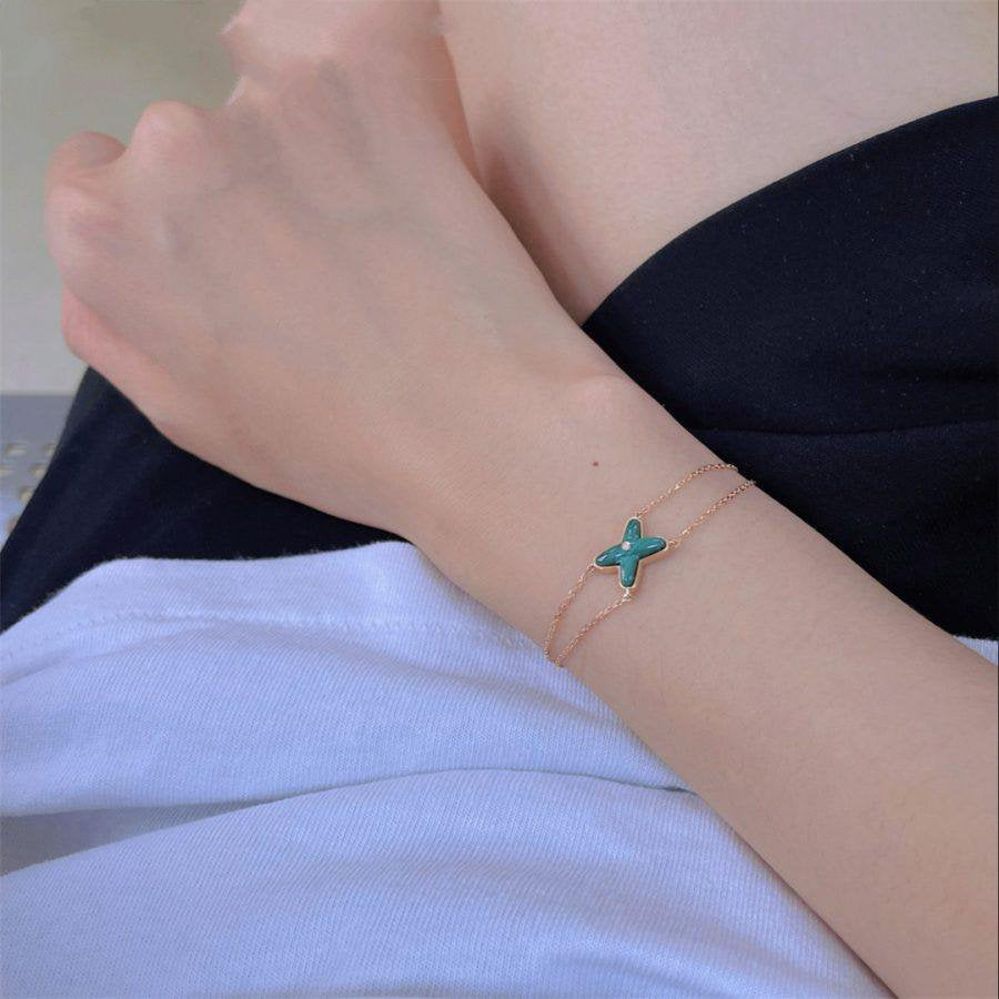 ??Loco?¡¥JEUX BRACELET MALACHITE PINK GOLD 1 DIAMOND