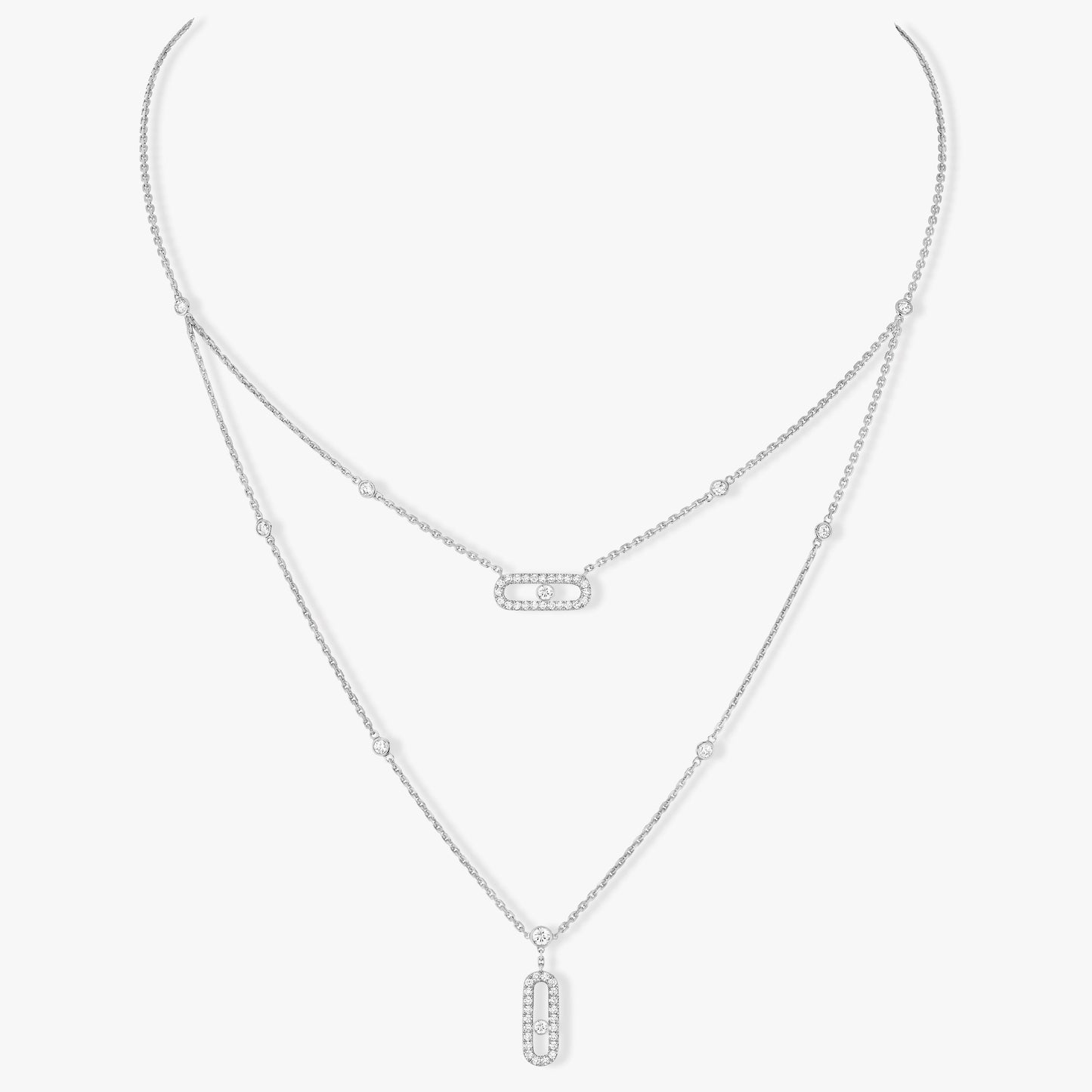 [moco jewelrys]MOVE 2 ROW DIAMOND NECKLACE