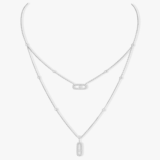 [moco jewelrys]MOVE 2 ROW DIAMOND NECKLACE
