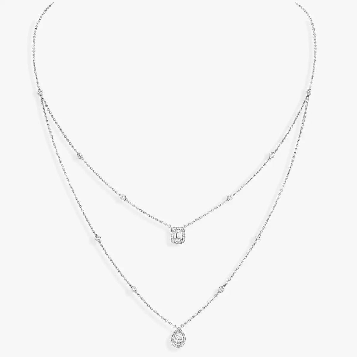 [moco jewelrys]Diamond Necklace My Twin 2 Rows