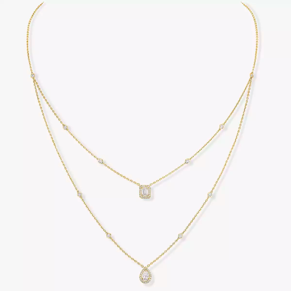 [moco jewelrys]Diamond Necklace My Twin 2 Rows