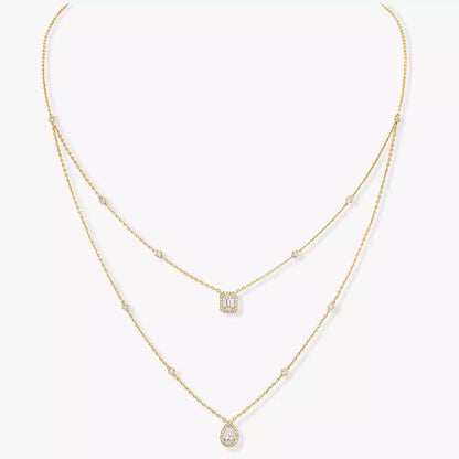 [moco jewelrys]Diamond Necklace My Twin 2 Rows