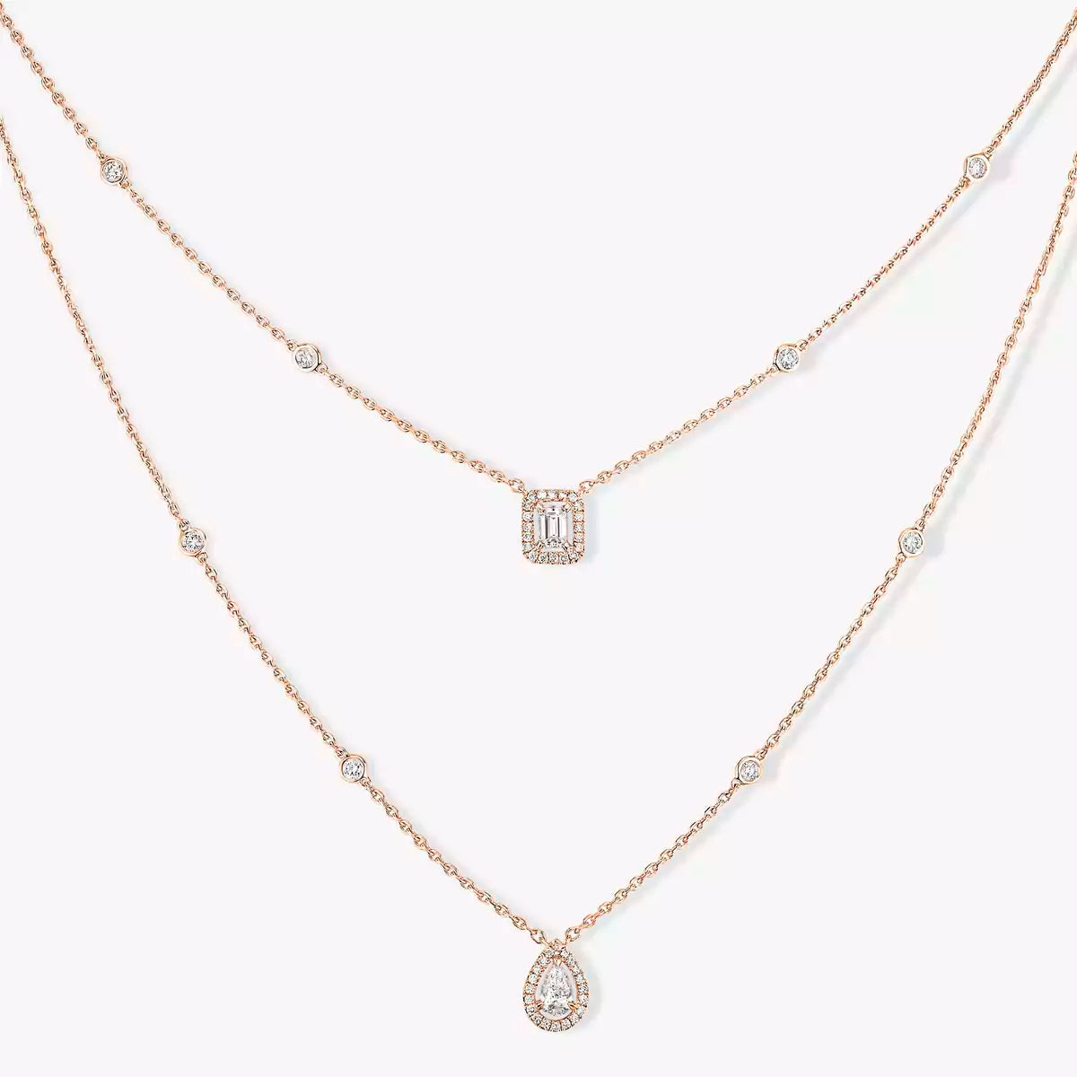 [moco jewelrys]Diamond Necklace My Twin 2 Rows