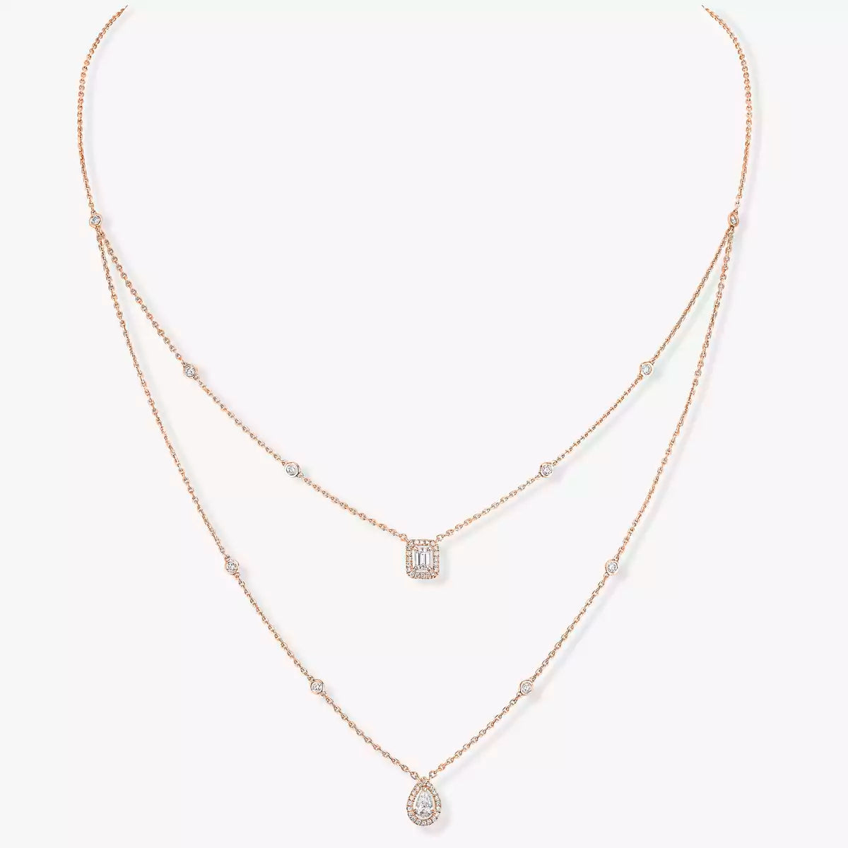 [moco jewelrys]Diamond Necklace My Twin 2 Rows
