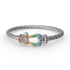 ??Loco?¡¥FORC LARGE HORSESHOE  COLORED DIAMOND BRACELET SILVER