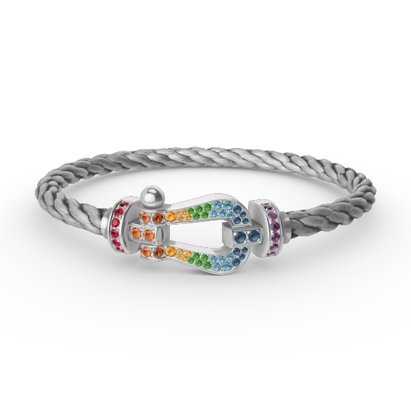 ??Loco?¡¥FORC LARGE HORSESHOE  COLORED DIAMOND BRACELET SILVER