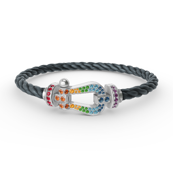 ??Loco?¡¥FORC LARGE HORSESHOE  COLORED DIAMOND BRACELET SILVER
