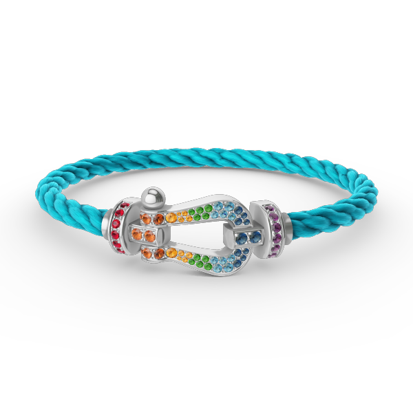 ??Loco?¡¥FORC LARGE HORSESHOE  COLORED DIAMOND BRACELET SILVER