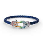 ??Loco?¡¥FORC LARGE HORSESHOE  COLORED DIAMOND BRACELET SILVER