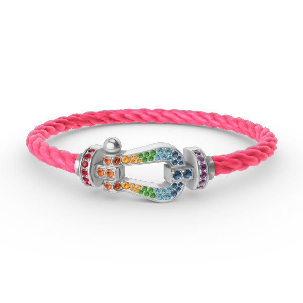 ??Loco?¡¥FORC LARGE HORSESHOE  COLORED DIAMOND BRACELET SILVER