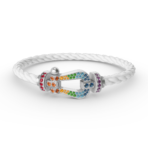 ??Loco?¡¥FORC LARGE HORSESHOE  COLORED DIAMOND BRACELET SILVER