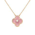 ??Loco?¡¥CLOVER 15MM DIAMOND RHODONITE NECKLACE