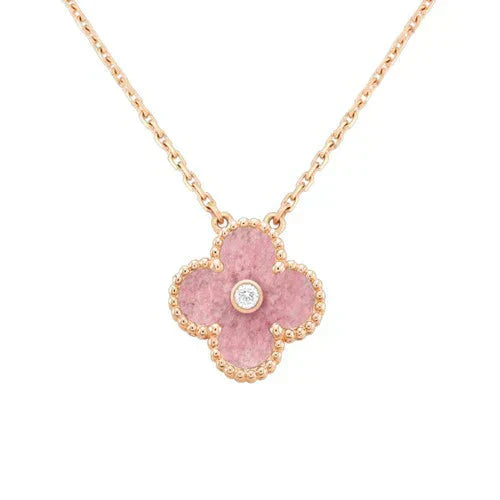 ??Loco?¡¥CLOVER 15MM DIAMOND RHODONITE NECKLACE